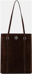 ΤΣΑΝΤΑ ΣΟΥΕΤ KIRA TURNLOCK SUEDE ΧΡΩΜΑ: ΚΑΦΕ, 169180.200 TORY BURCH
