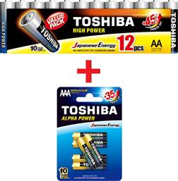 ΑΛΚΑΛΙΚΕΣ ΜΠΑΤΑΡΙΕΣ HIGH POWER AA LR6 (12ΤΜΧ) ALPHA POWER AAA LR03 (6ΤΜΧ) TOSHIBA