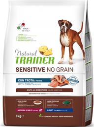 ΤΡΟΦΗ ΣΚΥΛΟΥ SENSITIVE NO GRAIN ADULT M/M ΠΕΣΤΡΟΦΑ (3KG) TRAINER