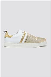 TRUSSARDI JEANS ΓΥΝΑΙΚΕΙΑ ΔΕΡΜΑΤΙΝΑ SNEAKERS ΜΕ GLITTER - 79A00253-9Y099999 ΧΡΥΣΟ TRUSSARDI BAZAAR