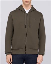 TRUSARDI SWEAT-FELPA CON ZIP E CAPPUCCIO IN JERSEY DIAGONALE CON RICAMO PUNTO CUORE TRUSSARDI