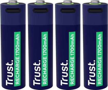 USB-C AA 1700MAH 4 PACK ΕΠΑΝΑΦΟΡΤΙΖΟΜΕΝΕΣ ΜΠΑΤΑΡΙΕΣ TRUST