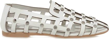 ΓΥΝΑΙΚΕΙΑ ΔΕΡΜΑΤΙΝΑ LOAFERS ΜΟΝΟΧΡΩΜΑ ΜΕ ΔΙΑΤΡΗΤΟ ΣΧΕΔΙΟ - U125E6061H96 ΛΕΥΚΟ TSAKIRIS MALLAS