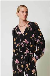 ΓΥΝΑΙΚΕΙΑ ΜΠΛΟΥΖΑ CREPE ΜΕ FLORAL PRINT - 251TP2774 ΜΑΥΡΟ TWINSET