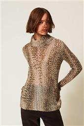 ΓΥΝΑΙΚΕΙΑ ΜΠΛΟΥΖΑ ΠΛΕΚΤΗ ANIMAL PRINT - 252TT3490 ΜΠΕΖ TWINSET