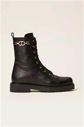 ΓΥΝΑΙΚΕΙΑ ΔΕΡΜΑΤΙΝΑ ΜΠΟΤΑΚΙΑ ΜΕ ΑΛΥΣΙΔΑ ΚΑΙ OVAL T - 252TCP150 ΜΑΥΡΟ TWINSET