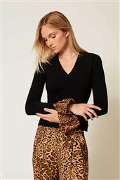 ΓΥΝΑΙΚΕΙΑ ΠΛΕΚΤΗ ΜΠΛΟΥΖΑ ΜΕ ANIMAL PRINT ΛΕΠΤΟΜΕΡΕΙΑ - 252TP3154 ΜΑΥΡΟ TWINSET