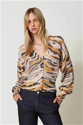 ΓΥΝΑΙΚΕΙΑ ΠΛΕΚΤΗ ΖΑΚΕΤΑ ΜΕ ANIMAL PRINT - 242TP3633 ΕΚΡΟΥ TWINSET