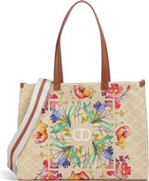 ΓΥΝΑΙΚΕΙΑ ΤΣΑΝΤΑ ΩΜΟΥ SHOPPER ΜΕ FLORAL ΣΧΕΔΙΟ - 251TB7082 ΜΠΕΖ TWINSET