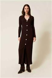 ΓΥΝΑΙΚΕΙΟ ΠΛΕΚΤΟ MAXI ΦΟΡΕΜΑ ΣΕΜΙΖΙΕ RIBBED FITTED - 252TT3400 ΚΑΦΕ ΣΚΟΥΡΟ TWINSET