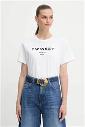 ΓΥΝΑΙΚΕΙΟ T-SHIRT ΜΕ ΑΝΑΓΛΥΦΟ ΛΟΓΟΤΥΠΟ - 252TP2050 ΛΕΥΚΟ TWINSET