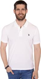 U.S. POLO ASSN. ΑΝΔΡΙΚΗ ΜΠΛΟΥΖΑ POLO ΚΟΝΤΟΜΑΝΙΚΗ 5595741029-101 ΛΕΥΚΟ