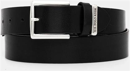 ΔΕΡΜΑΤΙΝΗ ΖΩΝΗ HITCHCOCK ΧΡΩΜΑ: ΜΑΥΡΟ, AIUH32318MHA US POLO ASSN