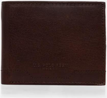 ΔΕΡΜΑΤΙΝΟ ΠΟΡΤΟΦΟΛΙ STI.H WALLET ΧΡΩΜΑ: ΚΑΦΕ, AIUS82353MHA US POLO ASSN