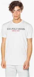 US. POLO ASSN. ΑΝΔΡΙΚΗ ΜΠΛΟΥΖΑ INSTITUTIONAL T-SHIRT 5994149351-101 WHITE US POLO ASSN