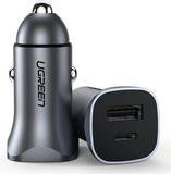 CAR CHARGER CD130 30W PD+USB QC3.0 SILVER 40858 UGREEN