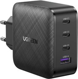 ΦΟΡΤΙΣΤΗΣ ΠΡΙΖΑΣ GAN FAST, 1X USB-A, 3X USB-C 65W - ΜΑΥΡΟ UGREEN