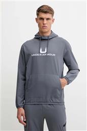 ΜΠΛΟΥΖΑ UNSTOPPABLE ΧΡΩΜΑ: ΓΚΡΙ, ΜΕ ΚΟΥΚΟΥΛΑ, 6003864 UNDER ARMOUR