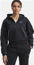 ΓΥΝΑΙΚΕΙΑ ΜΠΛΟΥΖΑ ΦΟΥΤΕΡ ΜΕ ΚΟΥΚΟΥΛΑ ΚΑΙ 1/2 ΦΕΡΜΟΥΑΡ ''RIVAL FLEECE PIPED'' - 6003707 ΜΑΥΡΟ UNDER ARMOUR