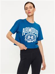 T-SHIRT UA COLLEGIATE CREST CROP SS 1379402 ΜΠΛΕ LOOSE FIT UNDER ARMOUR