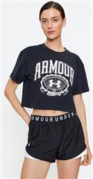 T-SHIRT UA COLLEGIATE CREST CROP SS 1379402 ΜΑΥΡΟ LOOSE FIT UNDER ARMOUR