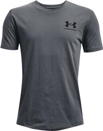 T-SHIRT UA SPORTSTYLE LEFT CHEST SS 1363280 ΓΚΡΙ REGULAR FIT UNDER ARMOUR