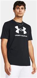 T-SHIRT UA SPORTSTYLE LOGO UPDATE SS 1382911-001 ΜΑΥΡΟ LOOSE FIT UNDER ARMOUR