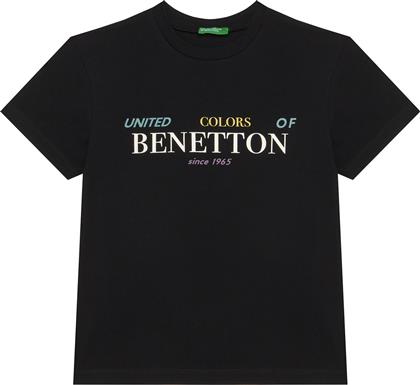 T-SHIRT 3I1XC10Q4 ΜΑΥΡΟ REGULAR FIT BENETTON