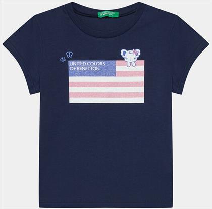 T-SHIRT 3I1XG10D6 ΣΚΟΥΡΟ ΜΠΛΕ REGULAR FIT BENETTON