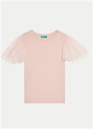 T-SHIRT 3Q8DC10LW ΡΟΖ REGULAR FIT BENETTON