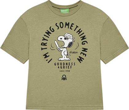 T-SHIRT 3X1SC10NI ΠΡΑΣΙΝΟ REGULAR FIT BENETTON