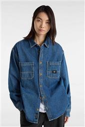 ΓΥΝΑΙΚΕΙΟ DENIM OVERSHIRT ΜΕ ΤΣΕΠΕΣ ΣΤΟ ΣΤΗΘΟΣ ΚΑΙ LOGO PATCH LOOSE FIT ''STEVENS'' - VN000HNTAHU1 DENIM BLUE VANS