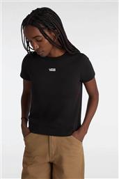 ΓΥΝΑΙΚΕΙΟ T-SHIRT ΒΑΜΒΑΚΕΡΟ ΜΟΝΟΧΡΩΜΟ ΜΕ CONTRAST LOGO PRINT ''BASIC MINI'' - VN000JDQBLK1 ΜΑΥΡΟ VANS