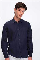 ΑΝΔΡΙΚΟ ΛΙΝΟ ΠΟΥΚΑΜΙΣΟ ΜΟΝΟΧΡΩΜΟ REGULAR FIT - D251000471107102 ΜΠΛΕ ΣΚΟΥΡΟ VARDAS