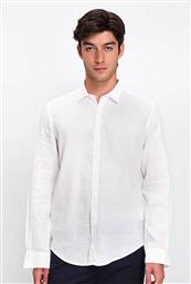 ΑΝΔΡΙΚΟ ΛΙΝΟ ΠΟΥΚΑΜΙΣΟ ΜΟΝΟΧΡΩΜΟ REGULAR FIT - D251000472100102 ΛΕΥΚΟ VARDAS