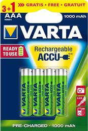 ΕΠΑΝΑΦΟΡΤΙΖΟΜΕΝΕΣ ΜΠΑΤΑΡΙΕΣ AAA NIMH 1000MAH 1.2 V 4 ΤΕΜΑΧΙΑ VARTA