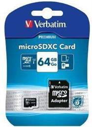 44084 MICRO SDXC 64GB CLASS 10 WITH ADAPTER VERBATIM από το PLUS4U