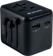 49544 UTA-02 UNIVERSAL TRAVEL ADAPTER 100-250V UE, USA, JAPAN, AUSTRALIA UK+1X USB/1X USB- VERBATIM