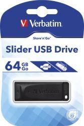 98698 SLIDER 64GB USB2.0 DRIVE BLACK VERBATIM