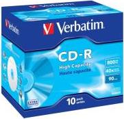 CD-R 800MB 90 MIN 40X JEWEL CASE 10PCS VERBATIM