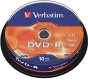 DVD-R 16X 4,7GB MATT SILVER CAKEBOX 10PCS VERBATIM