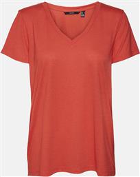 VMSPICY SS V-NECK TOP JRS 10260455-BITTERSWEET RED VERO MODA