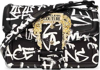 ΓΥΝΑΙΚΕΙΑ ΤΣΑΝΤΑ CROSSBODY ΜΕ ALL-OVER CONTRASR LOGO PRINT ΚΑΙ ΜΕΤΑΛΛΙΚΗ BAROQUE ΑΓΚΡΑΦΑ ''COUTURE 01'' - 75VA4BF1ZS808 ΜΑΥΡΟ VERSACE JEANS COUTURE