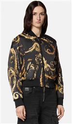 ΓΥΝΑΙΚΕΙΟ BOMBER JACKET ΜΕ ALL-OVER CHAIN PRINT ΚΑΙ ΤΣΕΠΕΣ - 77HAS408CQD64 ΜΑΥΡΟ VERSACE JEANS COUTURE