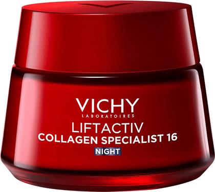LIFTACTIV COLLAGEN SPECIALIST 16 NIGHT CREAM ΚΡΕΜΑ ΝΥΧΤΑΣ ΓΙΑ ΕΠΑΝΟΡΘΩΣΗ ΒΑΘΙΩΝ ΡΥΤΙΔΩΝ ΜΕ ΒΙΟΠΕΠΤΙΔΙΑ & ΡΕΣΒΕΡΑΤΡΟΛΗ 50ML VICHY