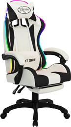 ΚΑΡΕΚΛΑ GAMING RACING ΜΕ ΦΩΤΙΣΜΟ RGB LED ΑΠΟ ΣΥΝΘΕΤΙΚΟ ΔΕΡΜΑ - ΛΕΥΚΗ/ΜΑΥΡΗ VIDAXL