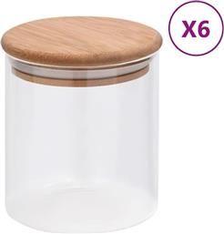 ΒΑΖΟ ΑΠΟΘΗΚΕΥΣΗΣ ΤΡΟΦΙΜΩΝ BAMBOO 600ML 6 ΤΜΧ - ΔΙΑΦΑΝΟ VIDAXL