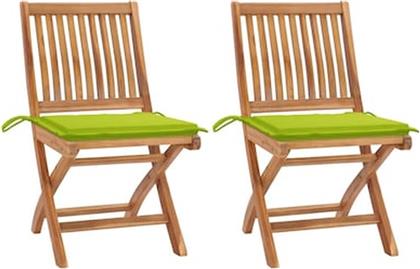 VIDAXL ΚΑΡΕΚΛΕΣ ΚΗΠΟΥ 2 ΤΕΜ. ΜΑΣΙΦ ΞΥΛΟ TEAK ΜΕ ΦΩΤ. ΠΡΑΣΙΝΑ ΜΑΞΙΛΑΡΙΑ