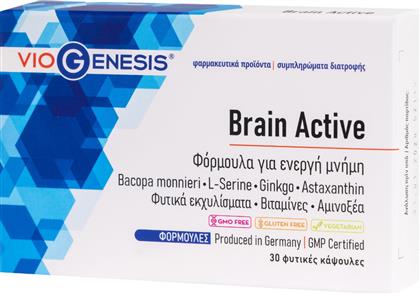 BRAIN ACTIVE ΣΥΜΠΛΗΡΩΜΑ ΔΙΑΤΡΟΦΗΣ ΦΥΤΙΚΩΝ ΕΚΧΥΛΙΣΜΑΤΩΝ, ΒΙΤΑΜΙΝΩΝ & ΑΜΙΝΟΞΕΩΝ ΓΙΑ ΕΓΚΕΦΑΛΙΚΗ ΕΝΙΣΧΥΣΗ & ΕΝΕΡΓΗ ΜΝΗΜΗ 30VEG.CAPS VIOGENESIS