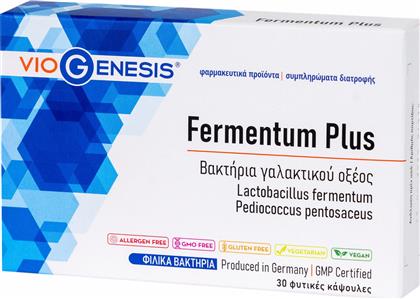 FERMENTUM PLUS ΣΥΜΠΛΗΡΩΜΑ ΔΙΑΤΡΟΦΗΣ ΜΕ ΠΡΟΒΙΟΤΙΚΑ ΒΑΚΤΗΡΙΑ ΓΑΛΑΚΤΙΚΟΥ ΟΞΕΟΣ ΓΙΑ ΤΗΝ ΟΜΑΛΗ ΕΝΤΕΡΙΚΗ ΛΕΙΤΟΥΡΓΙΑ, ΗΠΑΤΙΚΗ ΑΠΟΚΑΤΑΣΤΑΣΗ & ΓΕΡΟ ΑΝΟΣΟΠΟΙΗΤΙΚΟ 30CAPS VIOGENESIS